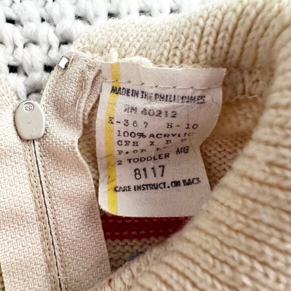 Little Angel Red Cream Two Piece Cottage Floral Knit Sweater Pants Set 2 Toddler - Picture 3 of 9